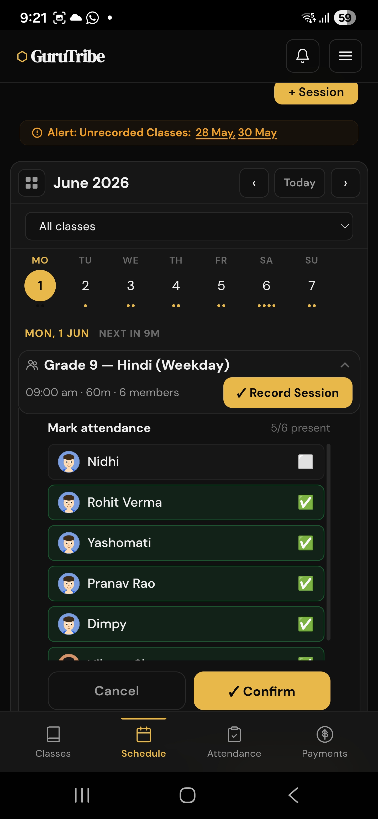 Attendance marking